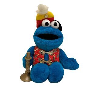 Tyco 1999 Cookie Monster Plush 16"  VINTAGE Trumpet Playing Toy NOT WORKING